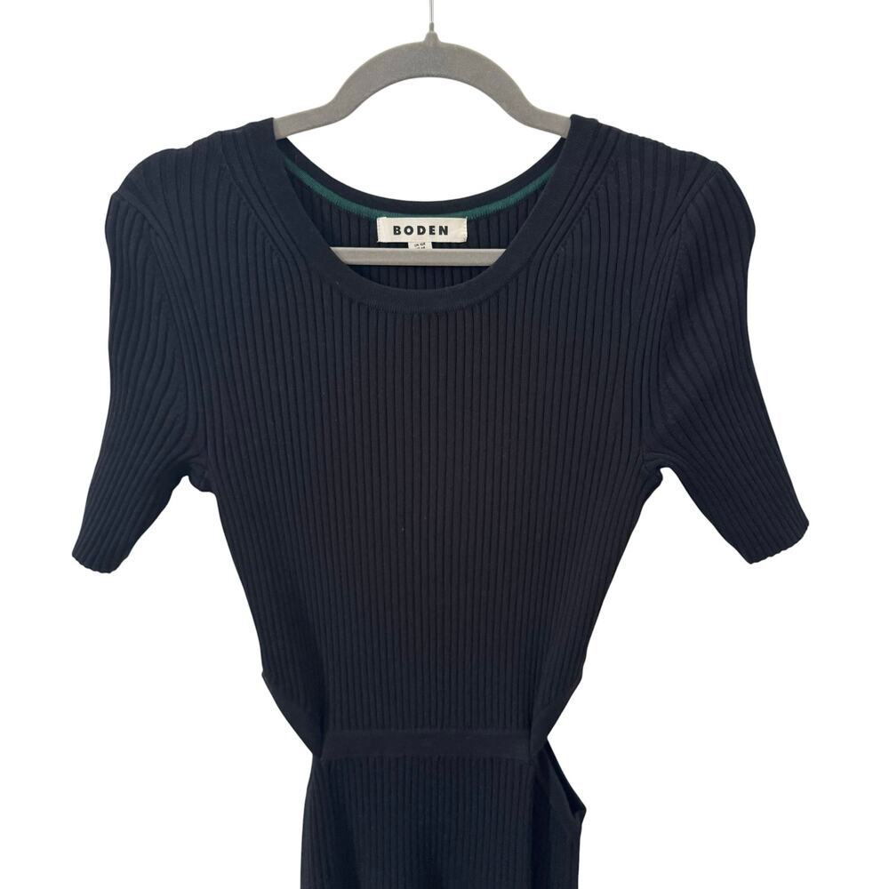 Boden Ribbed Cutout Knit Short Sleeve Midi Dress Black Size 6 - Picture 6 of 11